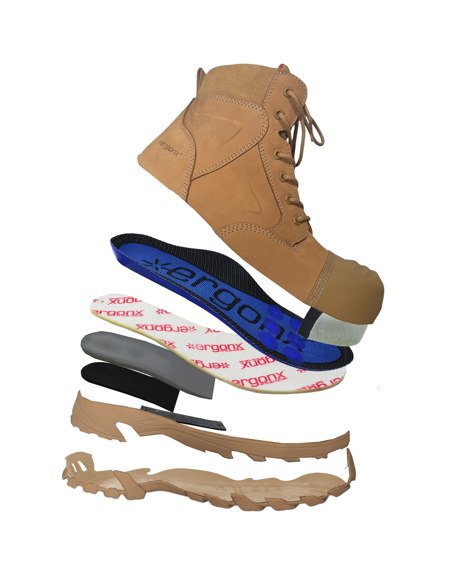 Jims Group - Ergonx All Tan Lace Up Safety Boots + Socks Bundle