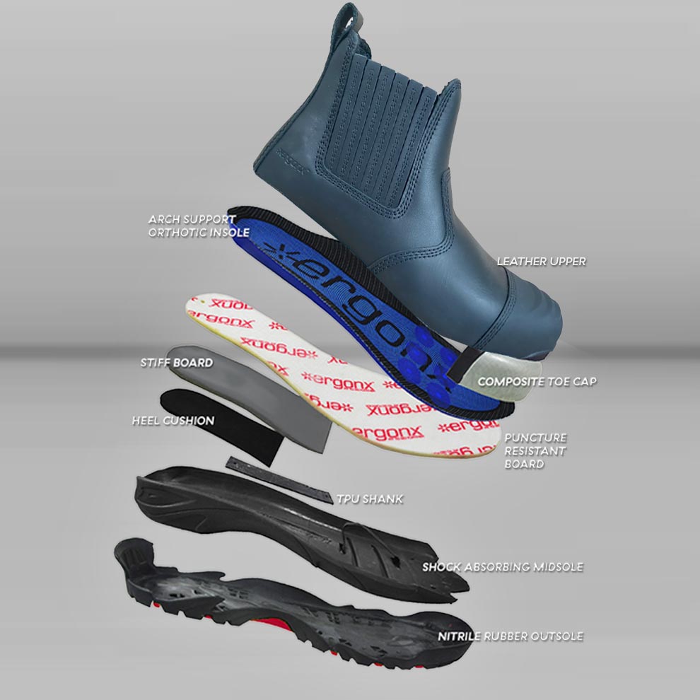 Jims Group - Ergonx Black Slip On Safety Boots + Socks Bundle