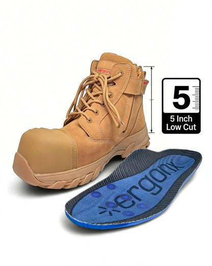 Ergonx All Tan Low Cut Safety Boots Lace Up (Helium)