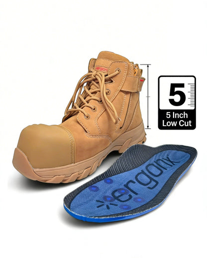 Ergonx All Tan Low Cut Safety Boots Lace Up (Helium) — product detail