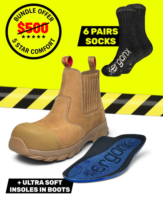 Work Week Bundle - All Tan Slip On + 6 Pairs of Socks