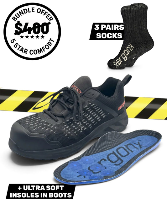 Comfort Bundle - Black Safety Shoes + 3 Pairs of Socks