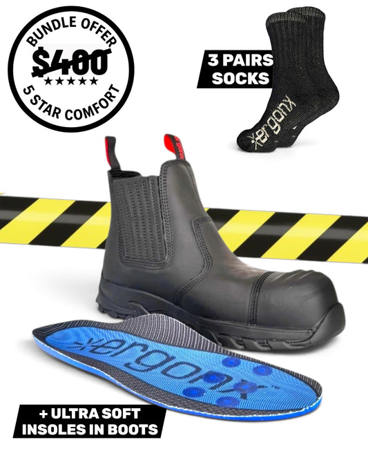 Comfort Bundle - Black Slip On + 3 Pairs of Socks