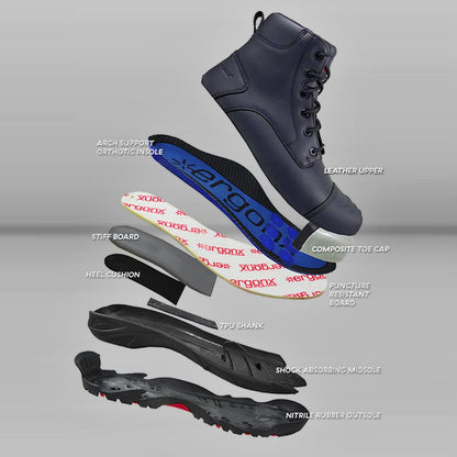 Blue Light Card Black Lace Up Safety Boots + Socks Bundle