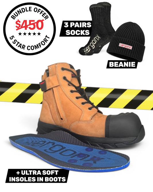 Comfort Bundle - Tan & Black Cap Lace Up + 3 pairs socks