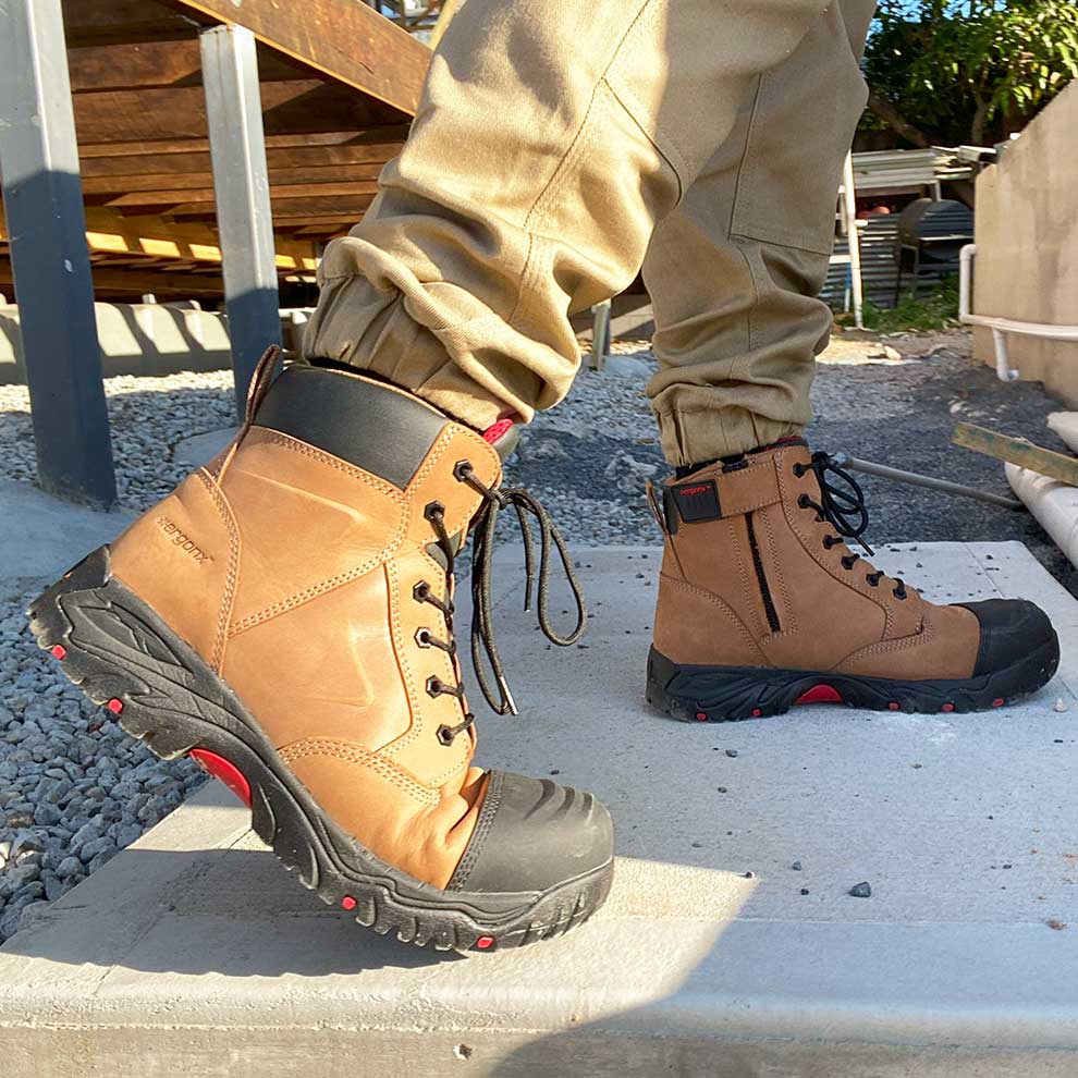 Ergonx Safety Boots Lace Up (Helium) Tan — product detail