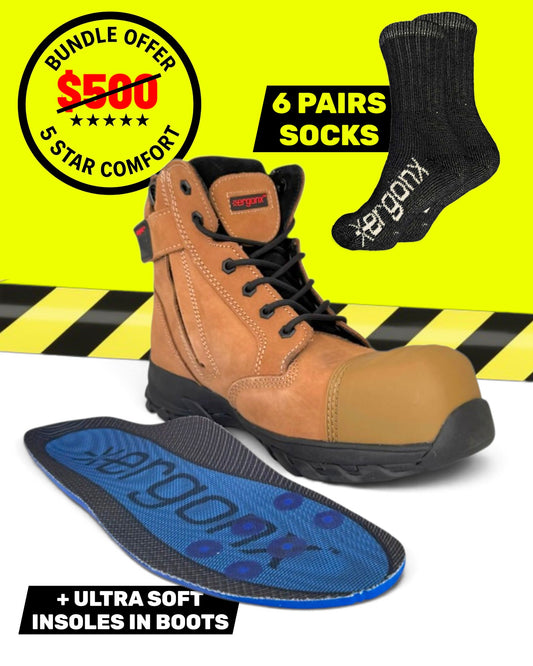 Work Week Bundle - Tan Toe Lace Up + 6 Pairs of Socks