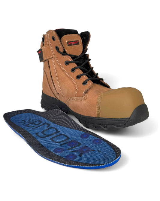 Ergonx Safety Boots Lace Up (Helium) Tan Toe — product detail