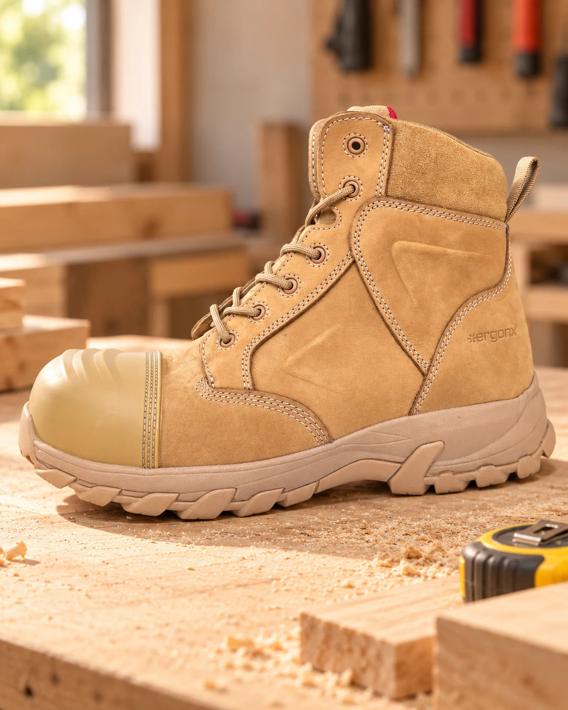 Composite safety-toe construction — distinct Ergonx commercial work or product scenario