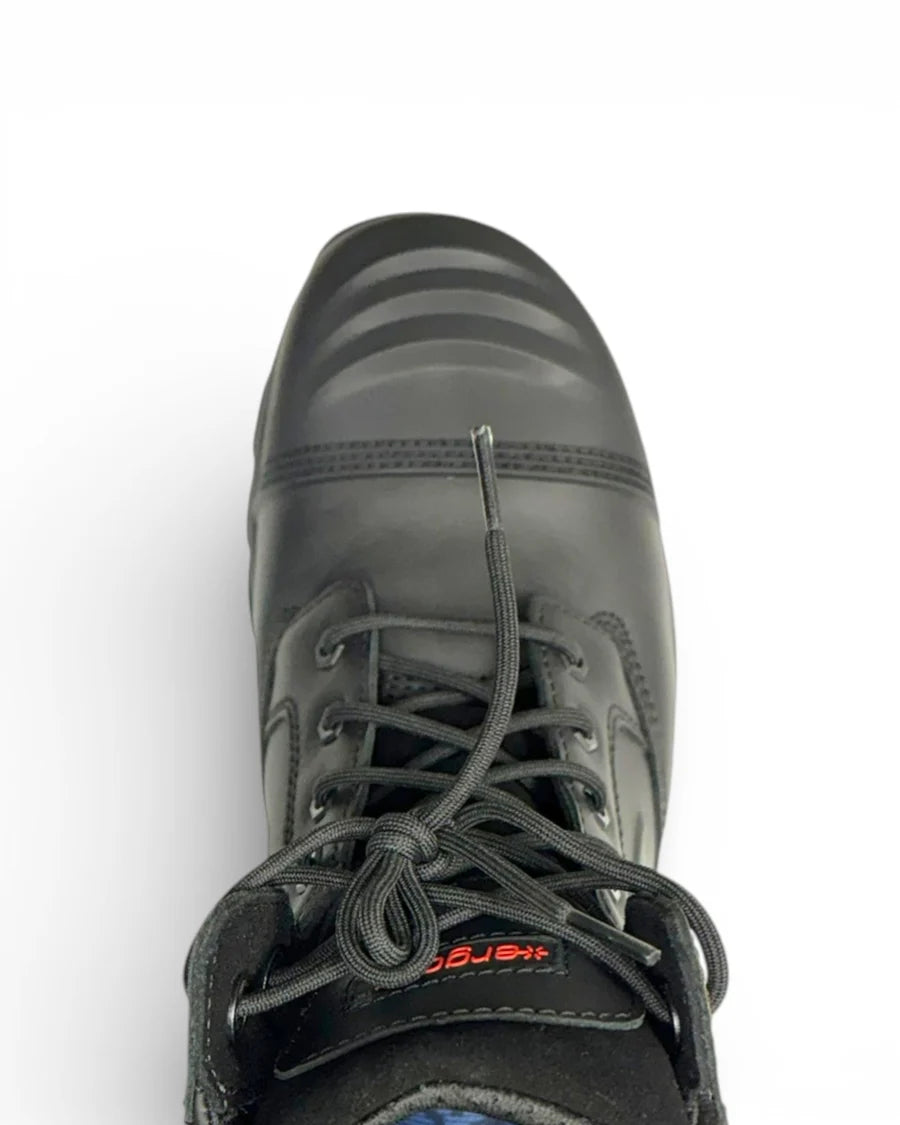 Original Helium work boot photograph showing toe box, laces and forefoot shape